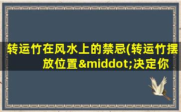 转运竹在风水上的禁忌(转运竹摆放位置·决定你 💐 的运势!)